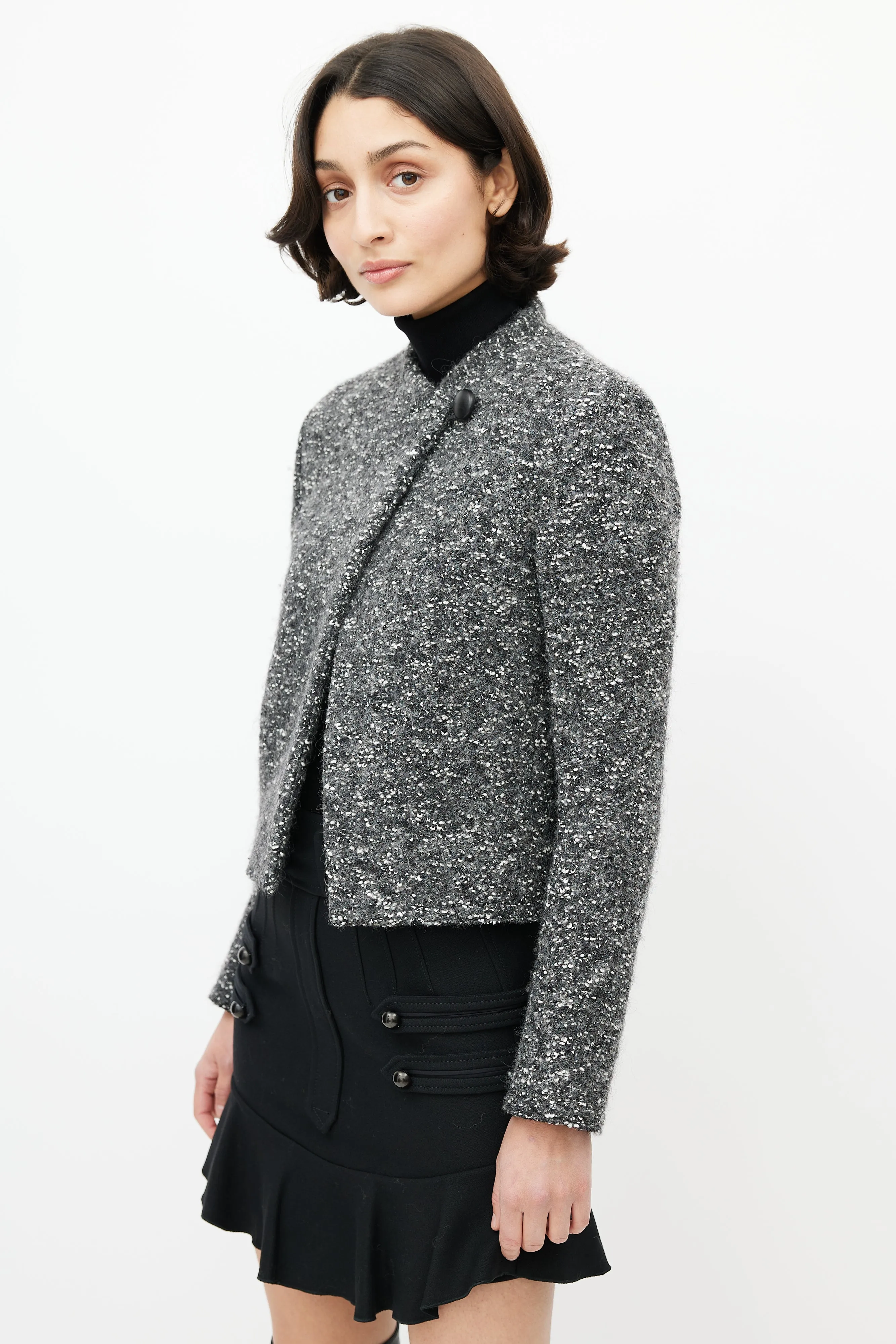 Grey & White Boucle Jacket