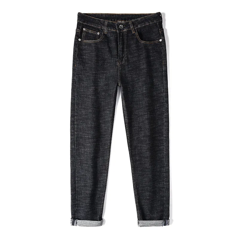 Growling Tiger Heads Embroidery Regular Jeans