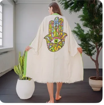 Handmade Evil Eye Organic Cotton Free size Kimono AU 14-26