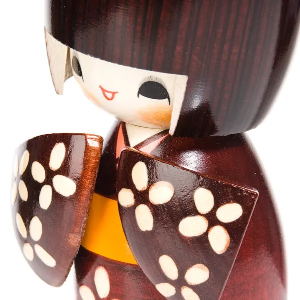 Happy Girl in Kimono Authentic Kokeshi Doll