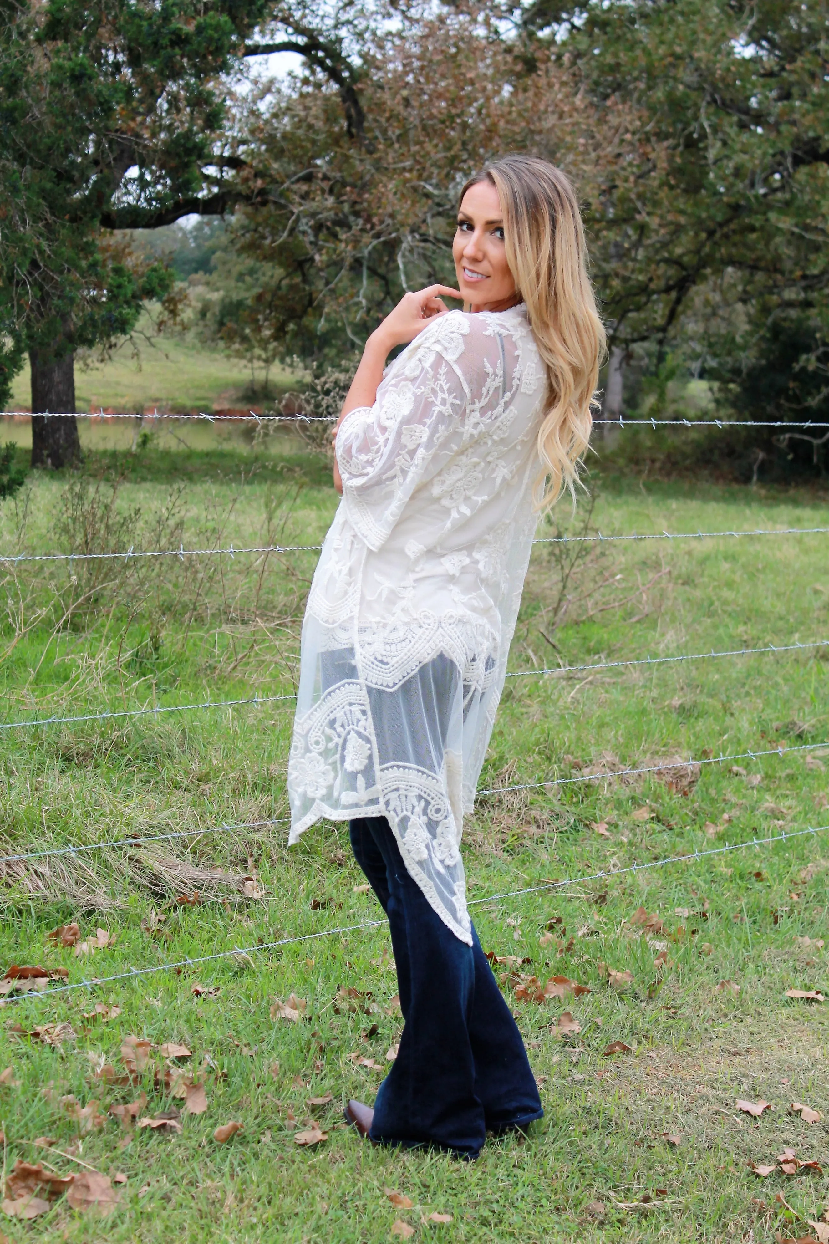 Hi-Lo Hem Lace Kimono