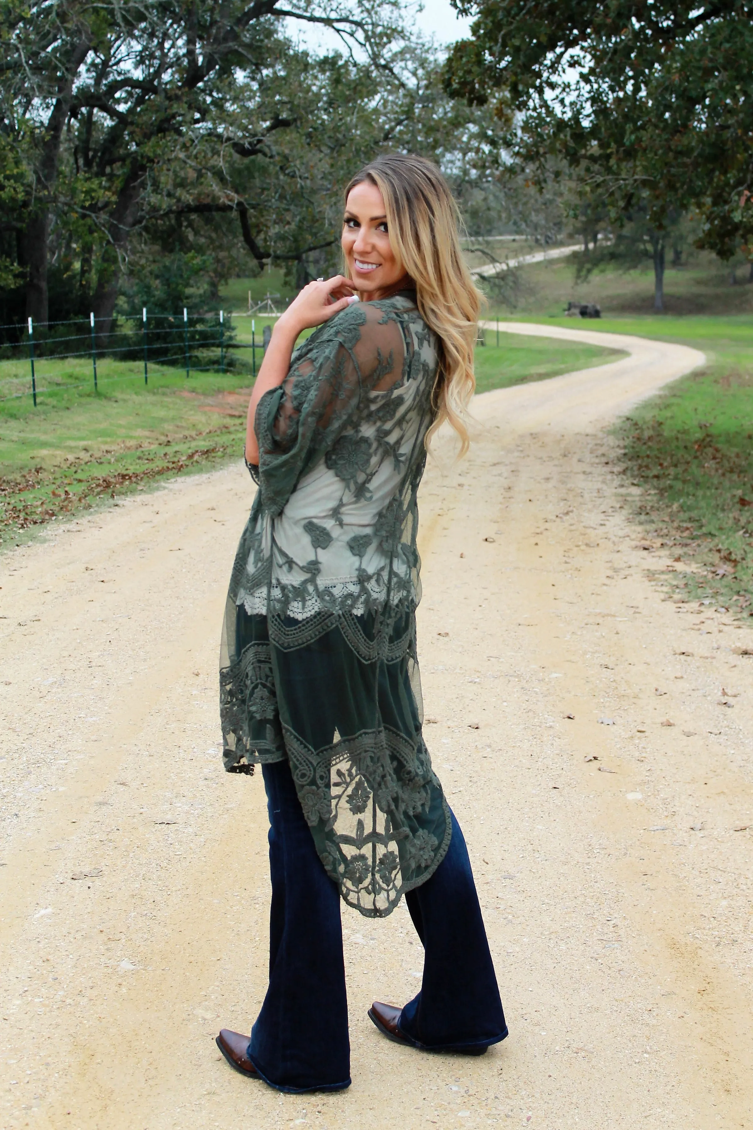 Hi-Lo Hem Lace Kimono