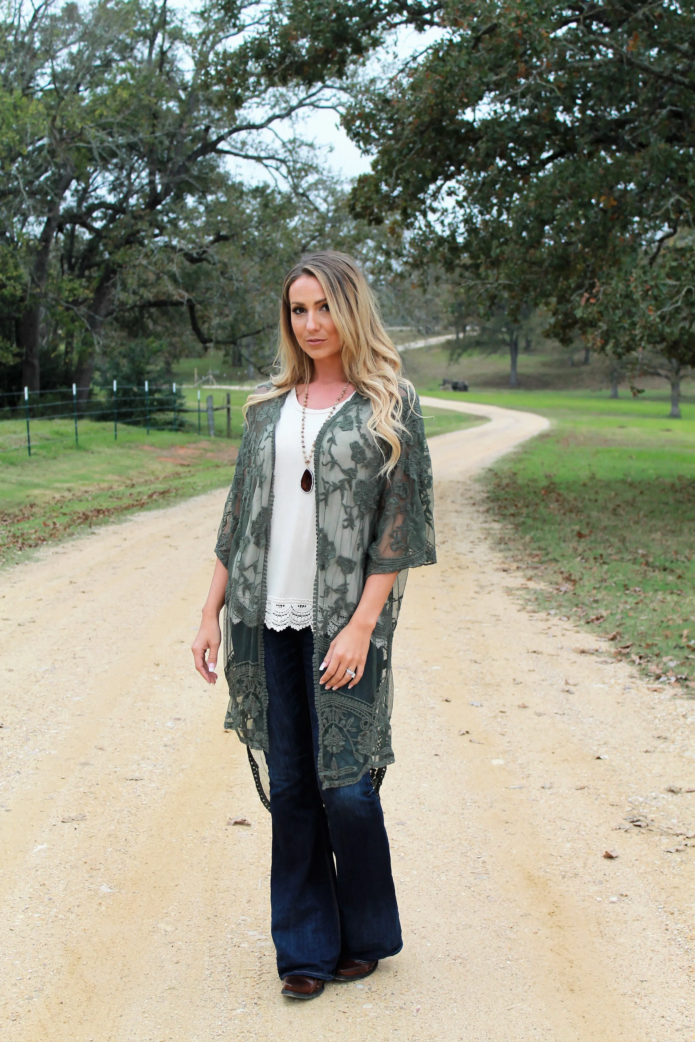 Hi-Lo Hem Lace Kimono