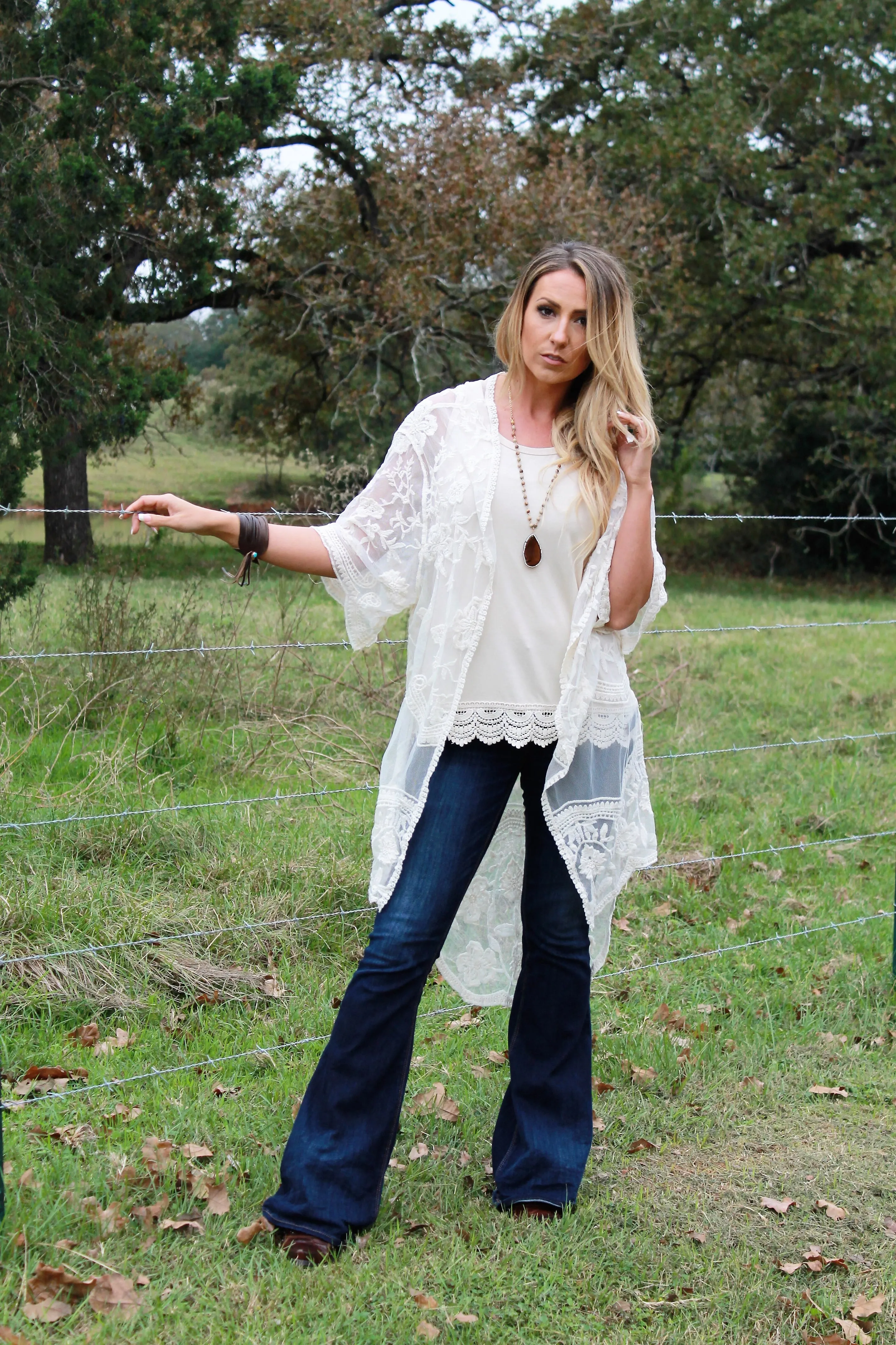 Hi-Lo Hem Lace Kimono