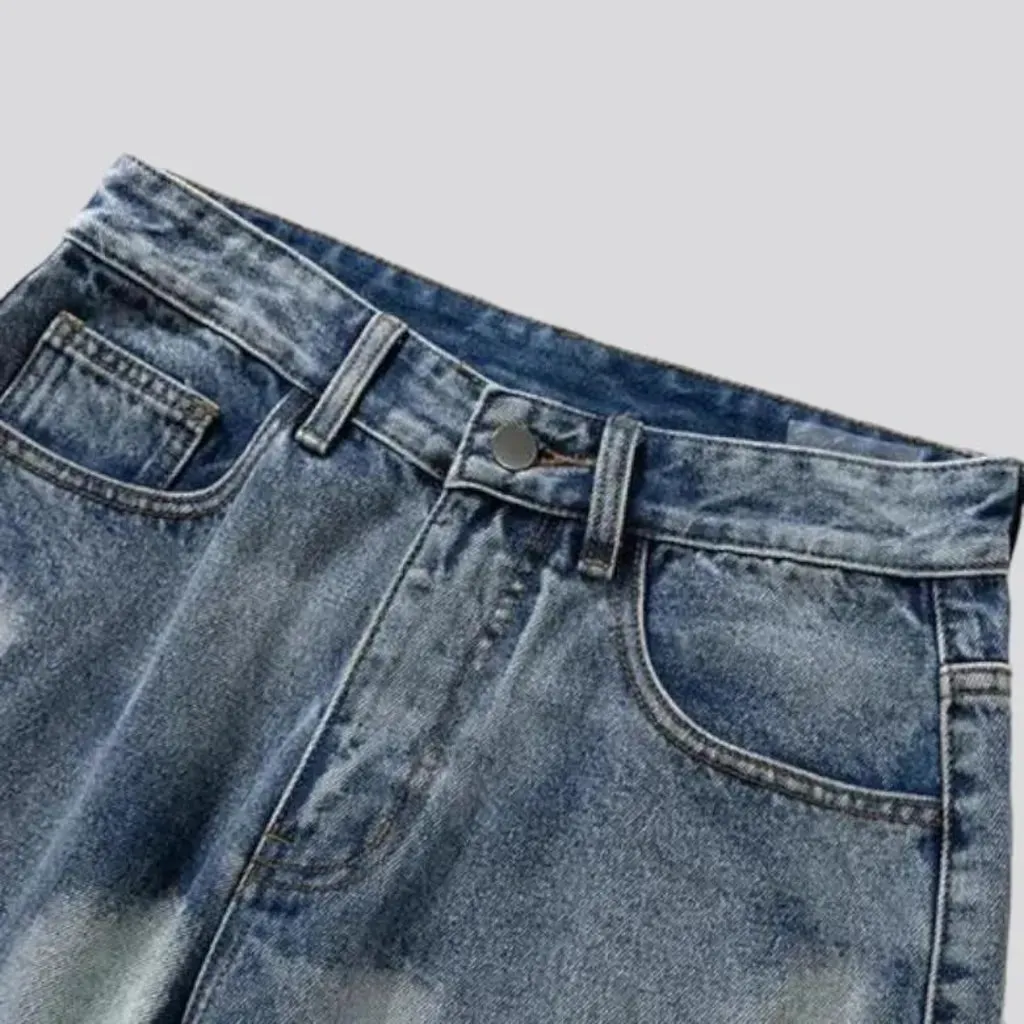 High-waist painted jeans
 for men