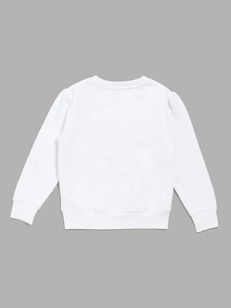 HOP Kids Off-White Contrast Print Sweatshirt