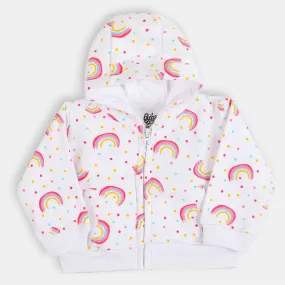 Infant Girls Hooded Jacket Rainbow - White