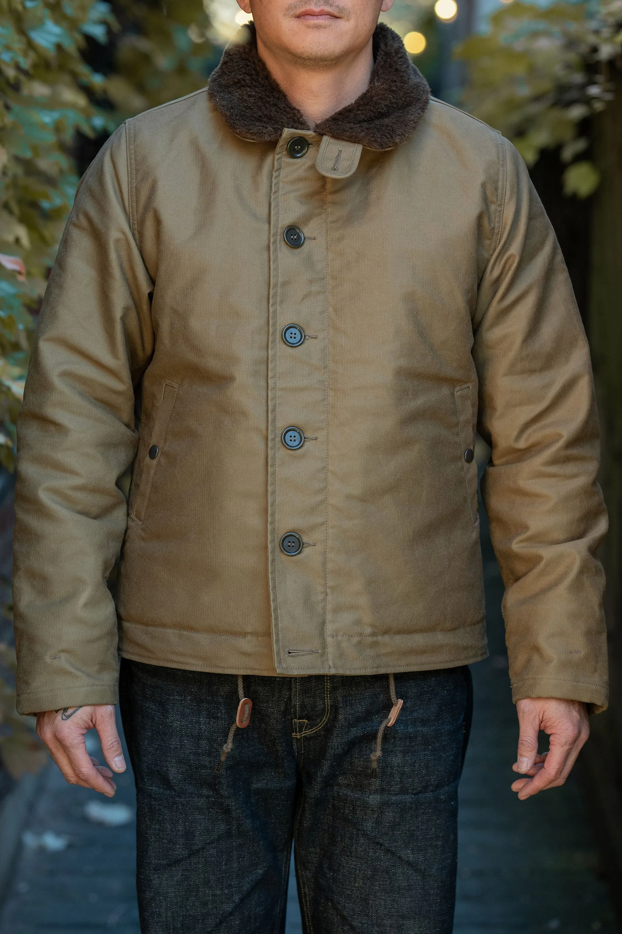 Iron Heart IHM-37-KHA Oiled Whipcord N1 Deck Jacket - Khaki