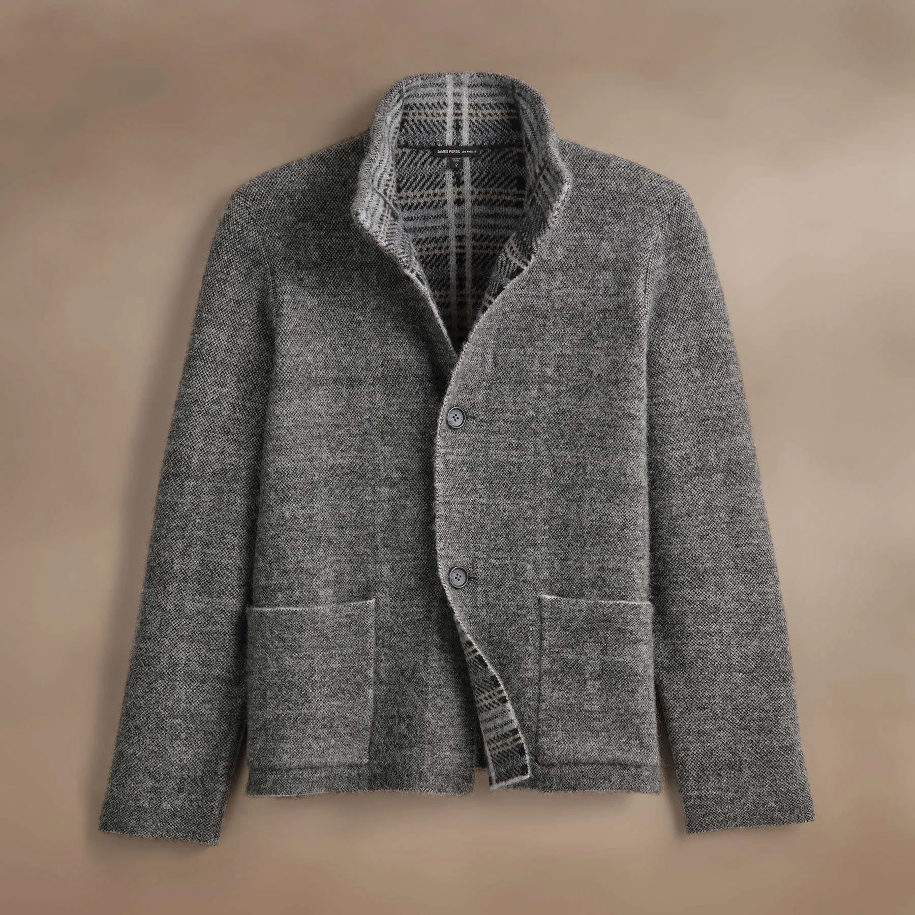 Jacquard Wool Alpaca Knit Jacket - Multi Grey