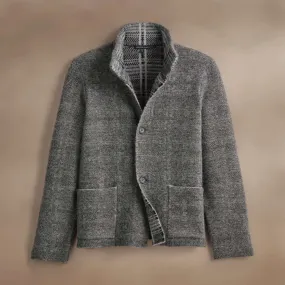 Jacquard Wool Alpaca Knit Jacket - Multi Grey