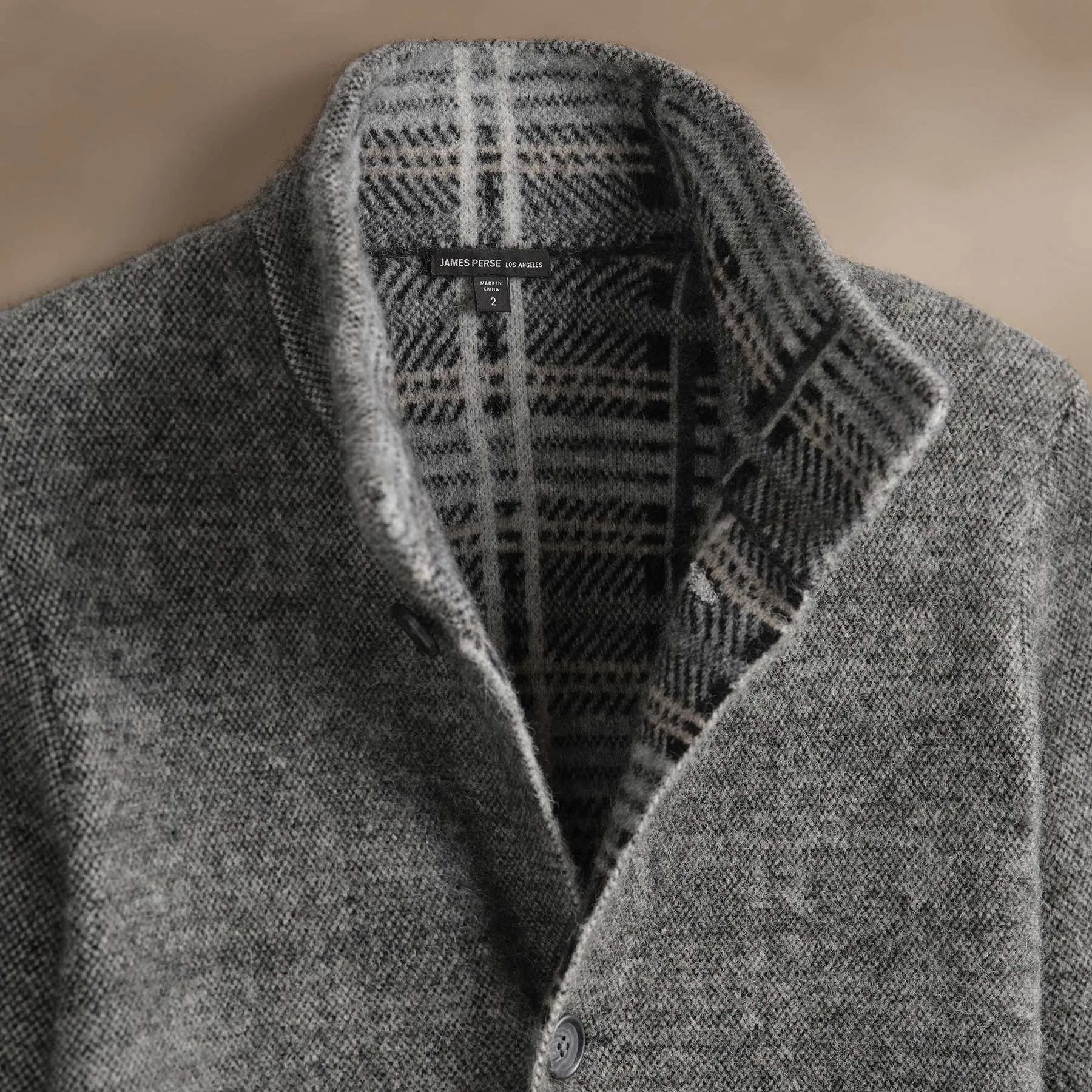 Jacquard Wool Alpaca Knit Jacket - Multi Grey