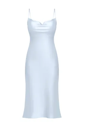 Janna Sky Blue Silk Slip Dress