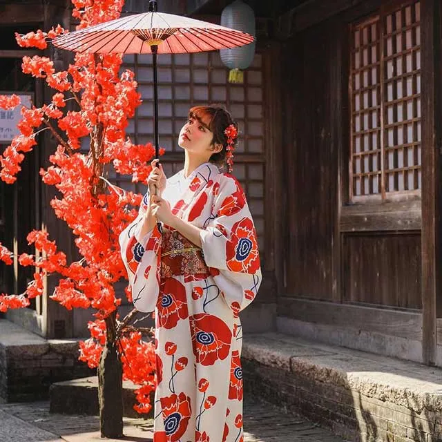 Japanese Red and White Kimono