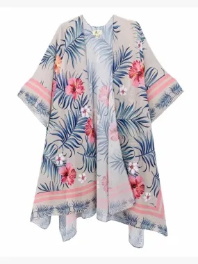 JC070969 Pink-Blue Tropical Kimono