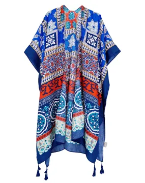 JC083375 Multi Tassel-Accent Ethnic Kimono