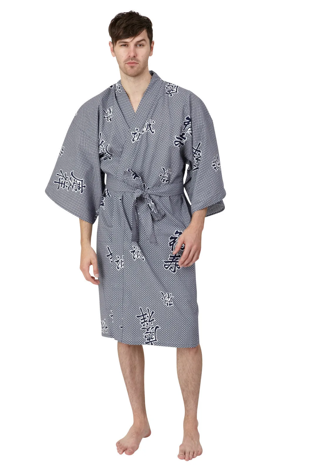Joyous Short Cotton Kimono Navy