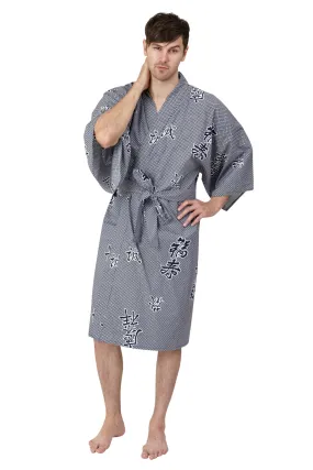 Joyous Short Cotton Kimono Navy