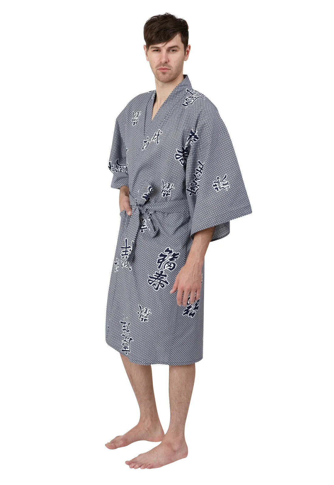 Joyous Short Cotton Kimono Navy