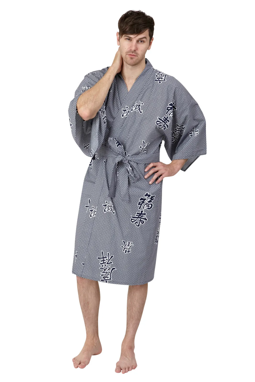 Joyous Short Cotton Kimono Navy