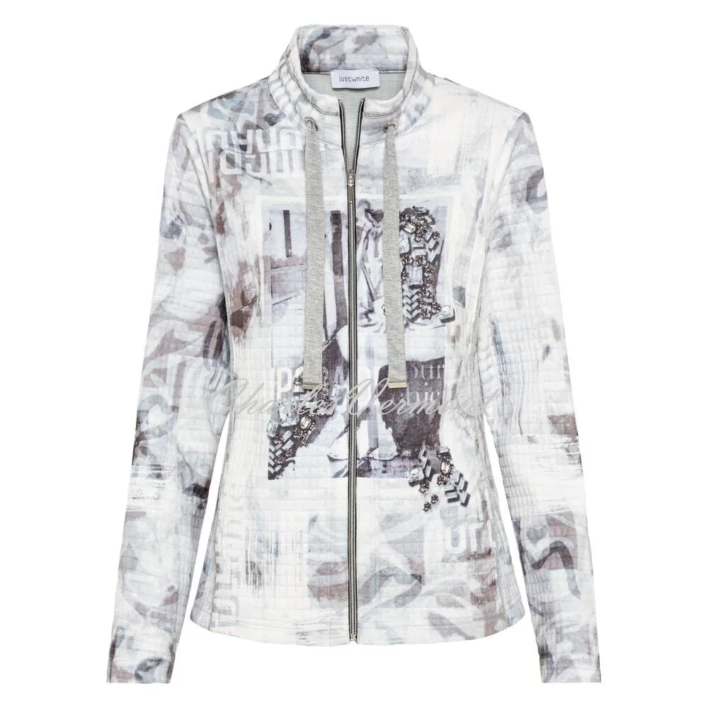 Just White Zip Jacket - Style J3579
