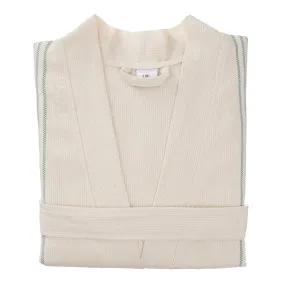 Kadan european linen Bathrobe [Cream/Grey green]