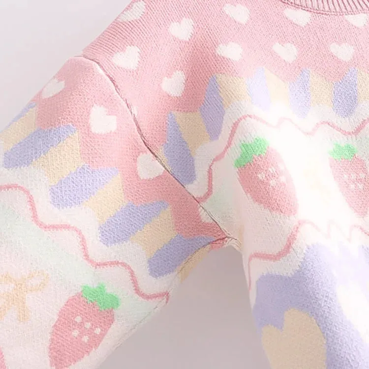 Kawaii Strawberry Pup Cakes Sweater