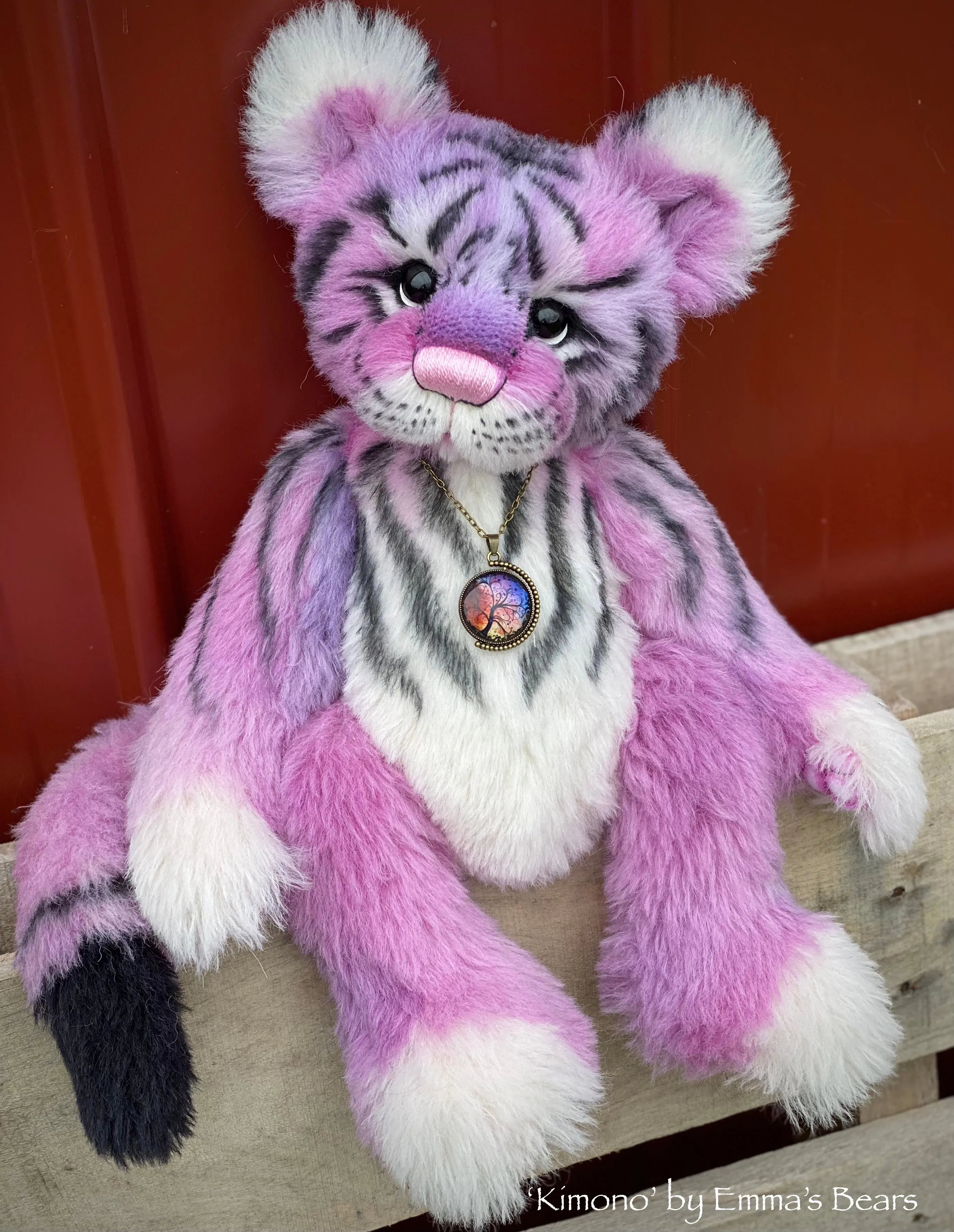 Kimono - 15" hand-dyed alpaca Artist Tiger Bear by Emma's Bears - OOAK