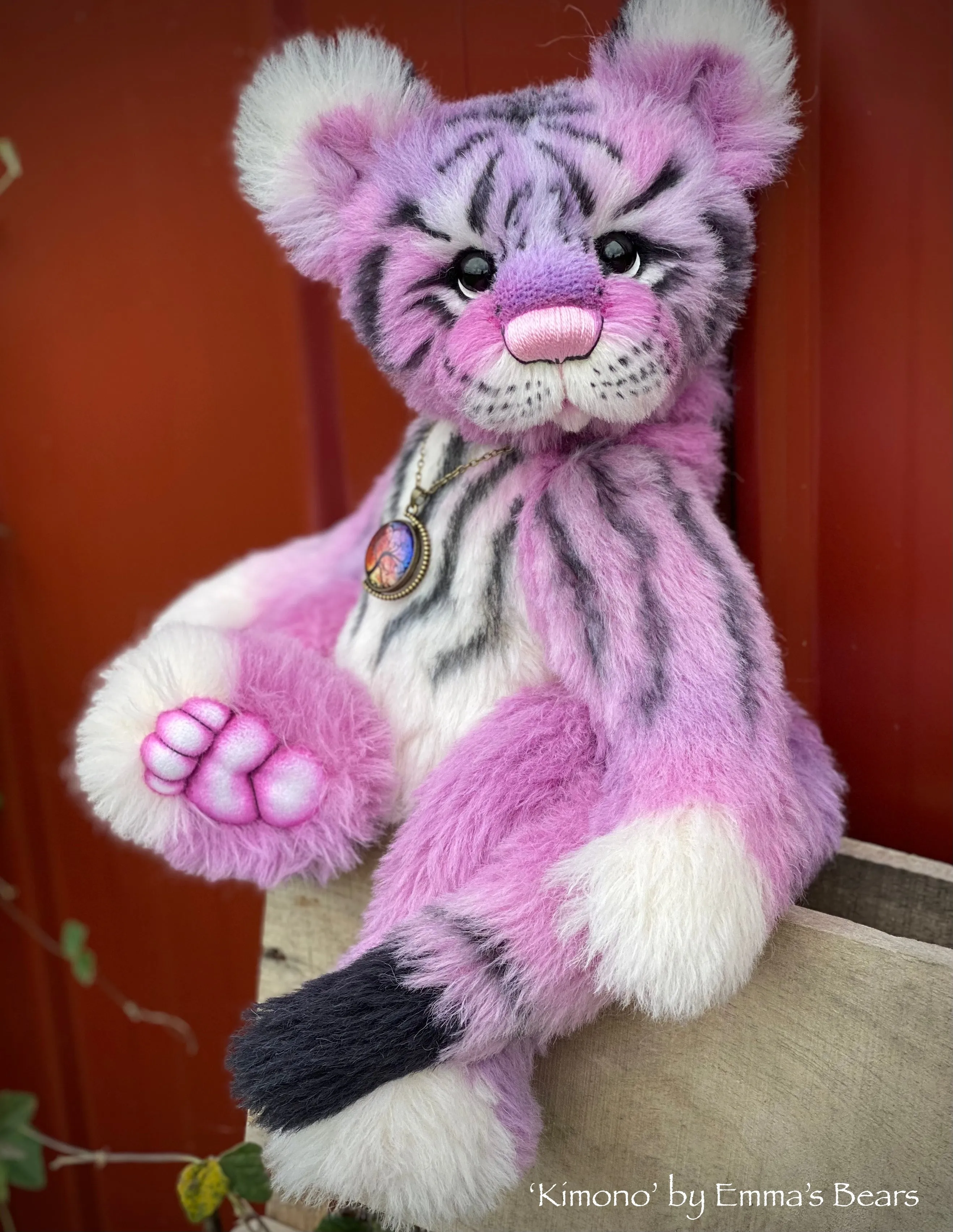 Kimono - 15" hand-dyed alpaca Artist Tiger Bear by Emma's Bears - OOAK