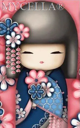 Kimono Dolls,  Diamond Painting Kit, Mosaic Cartoon Full Rhinestone Embroidery Needlework
