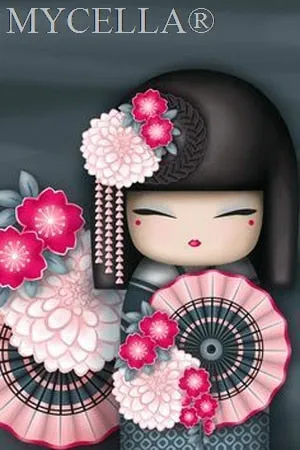 Kimono Dolls,  Diamond Painting Kit, Mosaic Cartoon Full Rhinestone Embroidery Needlework