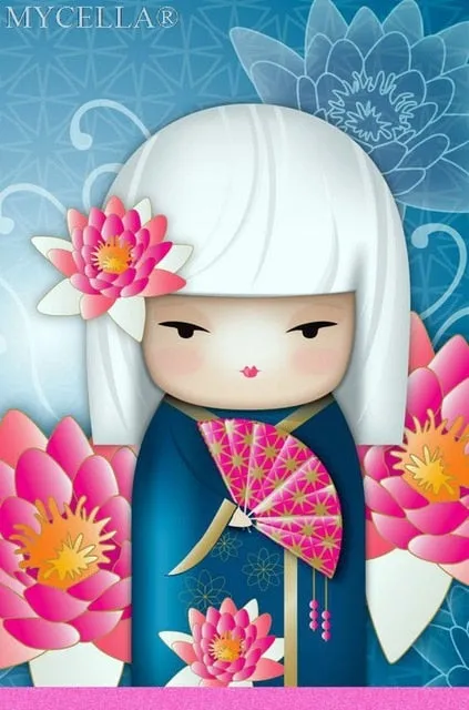 Kimono Dolls,  Diamond Painting Kit, Mosaic Cartoon Full Rhinestone Embroidery Needlework