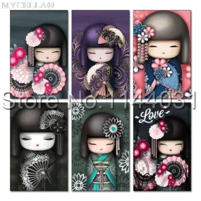 Kimono Dolls,  Diamond Painting Kit, Mosaic Cartoon Full Rhinestone Embroidery Needlework