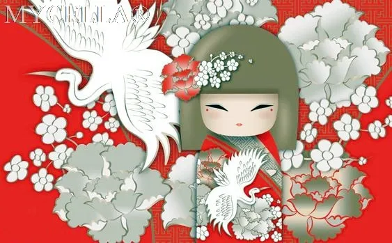 Kimono Dolls,  Diamond Painting Kit, Mosaic Cartoon Full Rhinestone Embroidery Needlework