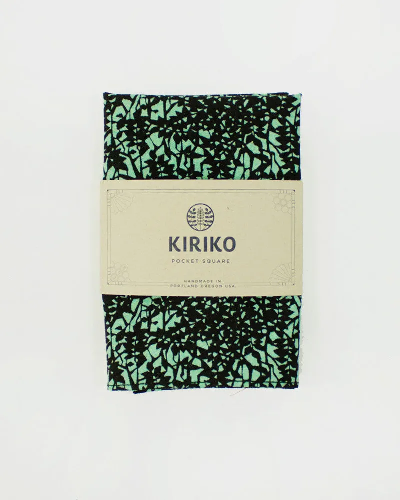 Kiriko Original Pocket Square, Green Leaves