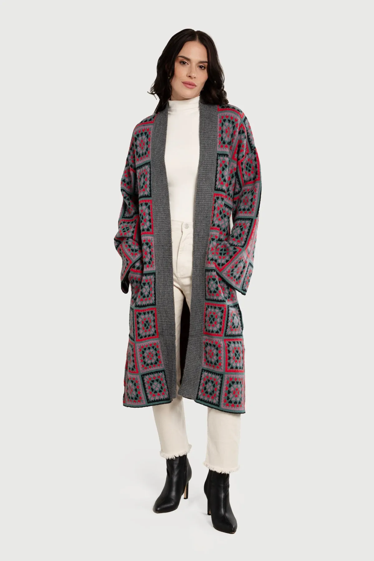 Knitted Kimono Long Square Patch