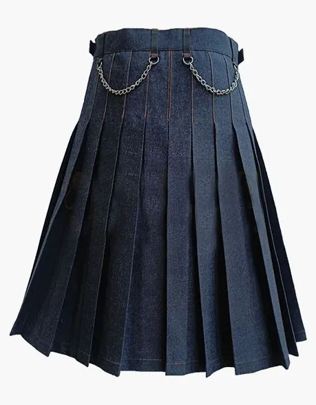 Ladies' blue denim short kimono with zipper closure