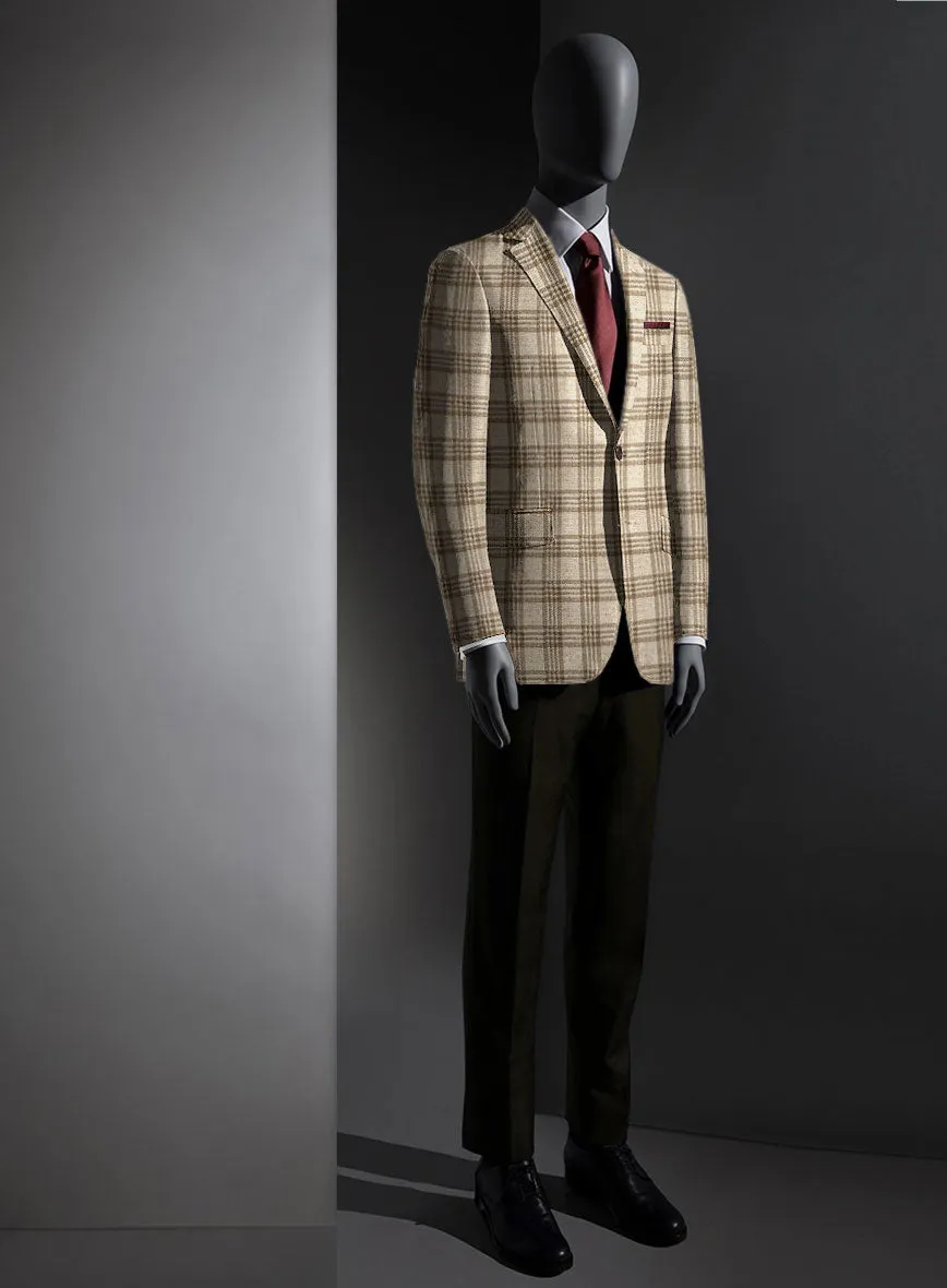 Lanificio Zegna Beige Plaid Alpaca Wool Jacket
