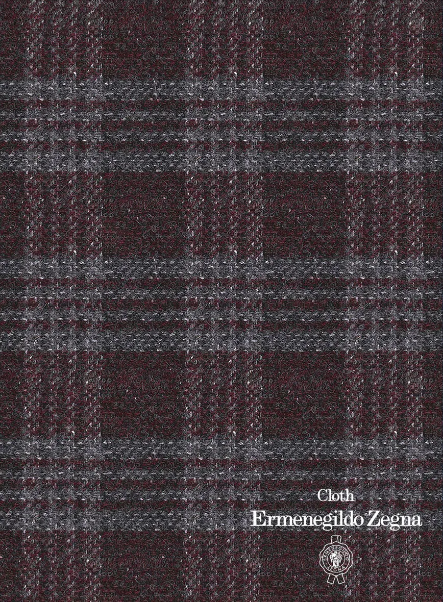 Lanificio Zegna Wine Plaid Alpaca Wool Jacket