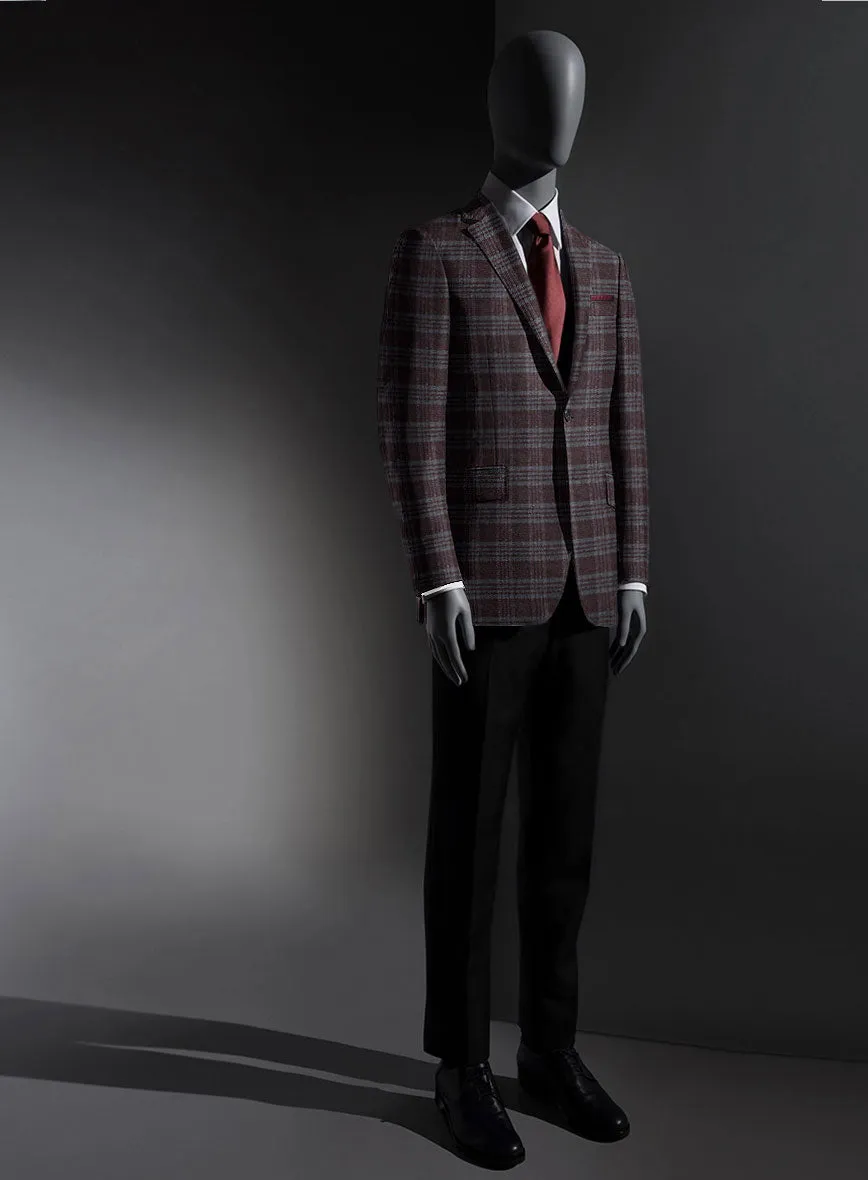 Lanificio Zegna Wine Plaid Alpaca Wool Jacket