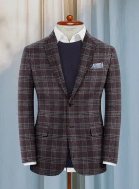 Lanificio Zegna Wine Plaid Alpaca Wool Jacket