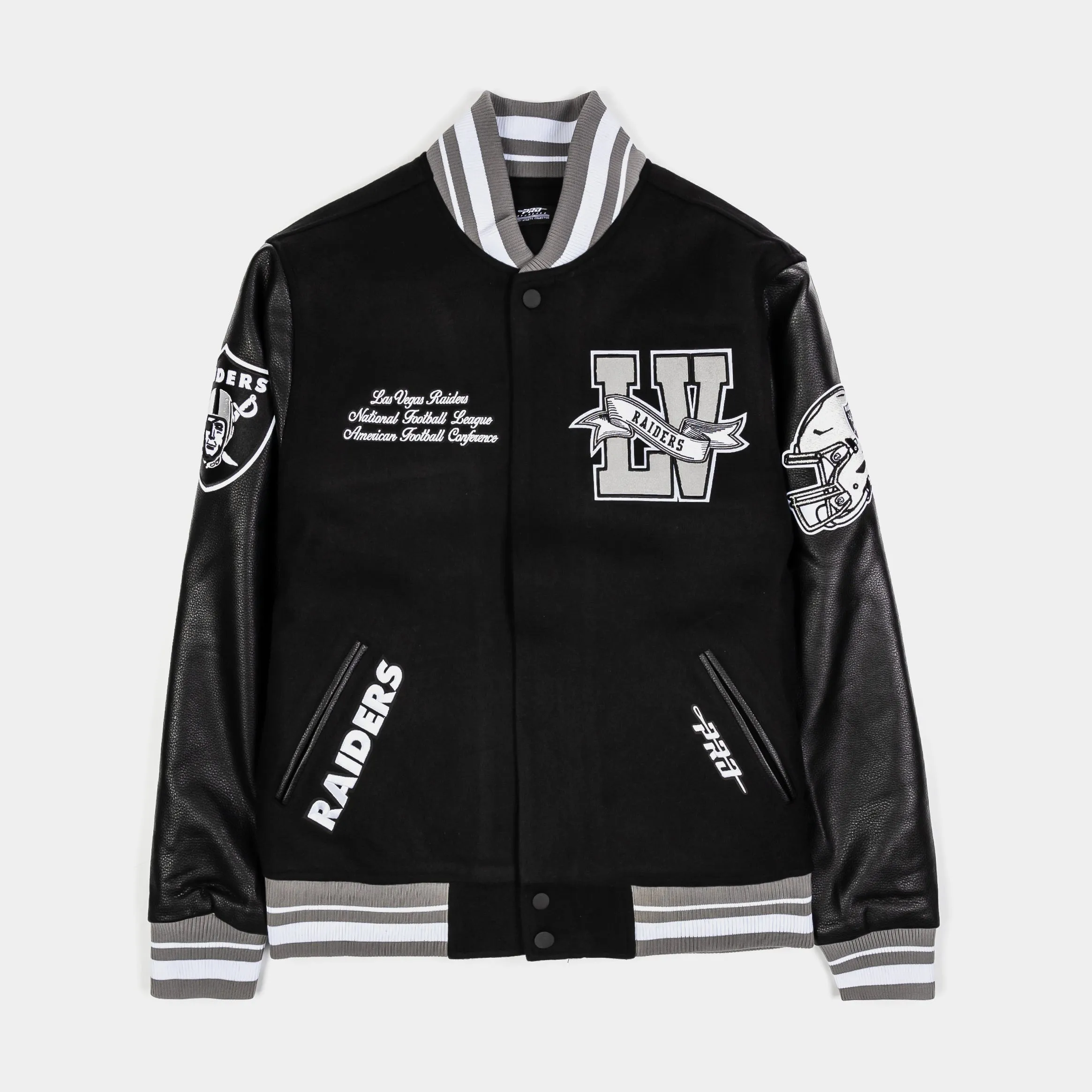 Las Vegas Raiders Pennants Varsity Mens Jacket (Black/Grey)