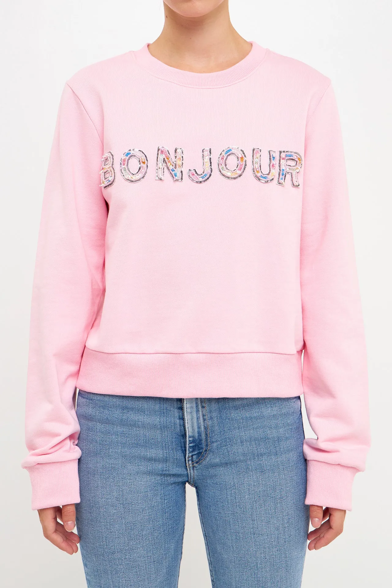 Lettering Beads Sweatshirt