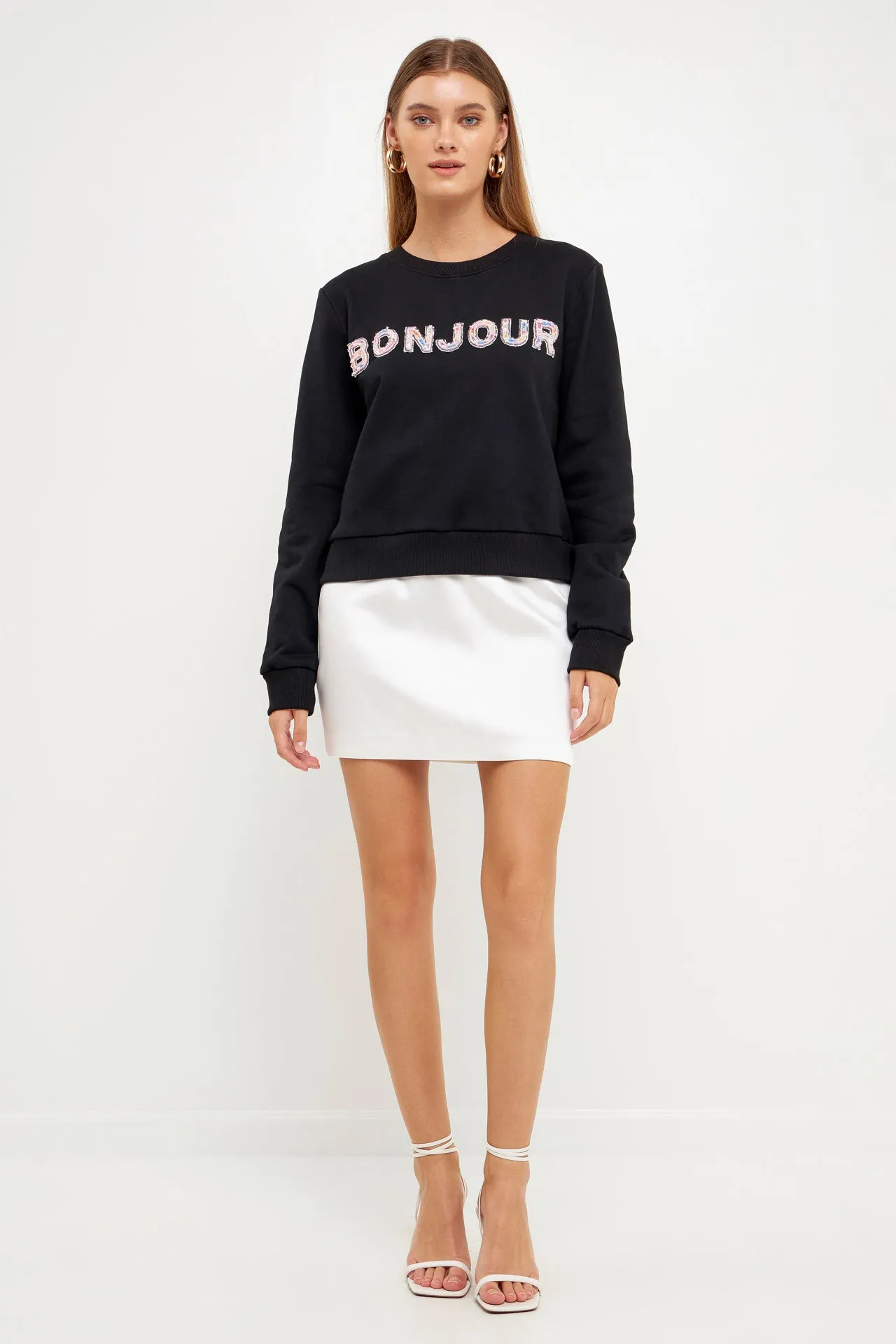 Lettering Beads Sweatshirt