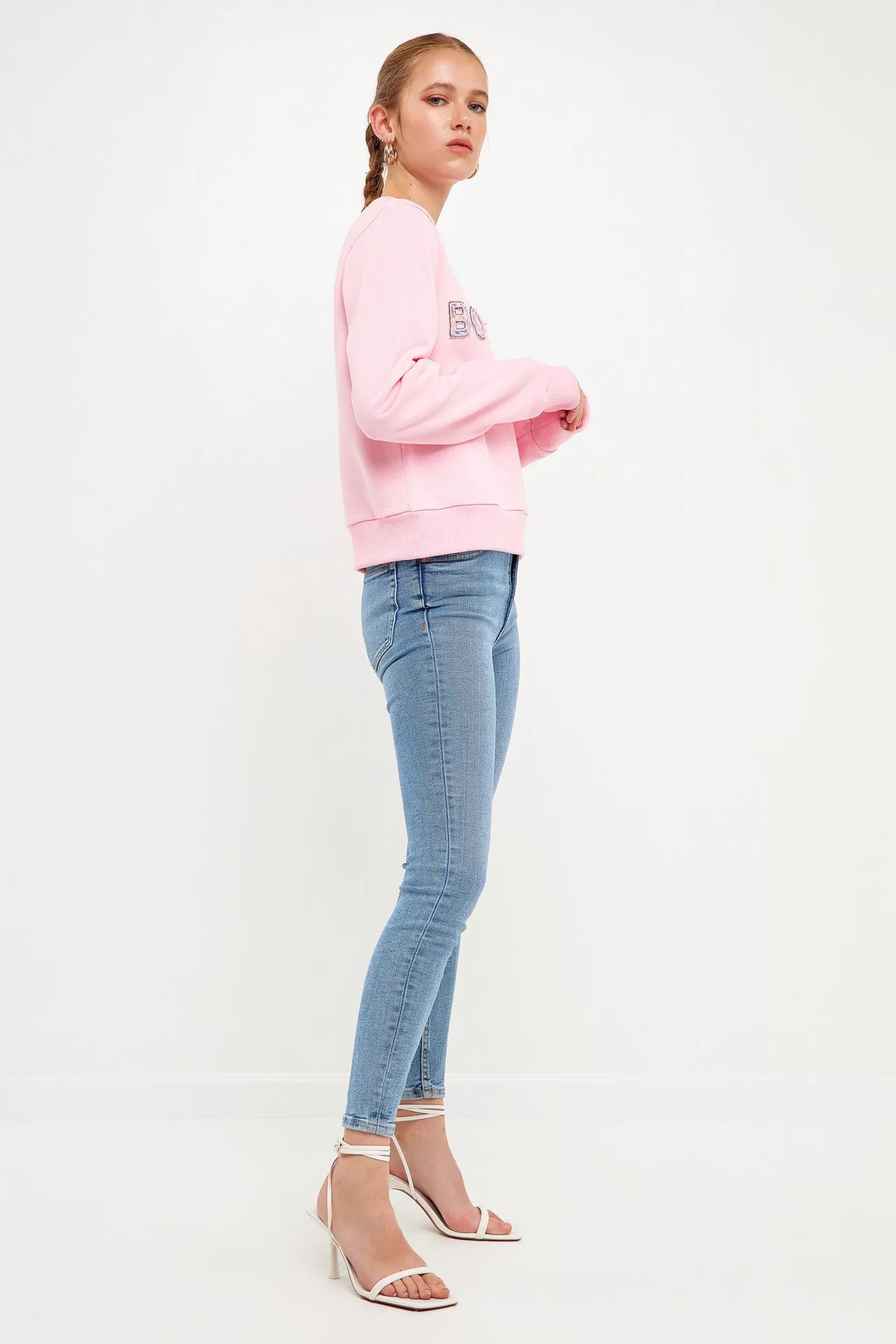 Lettering Beads Sweatshirt
