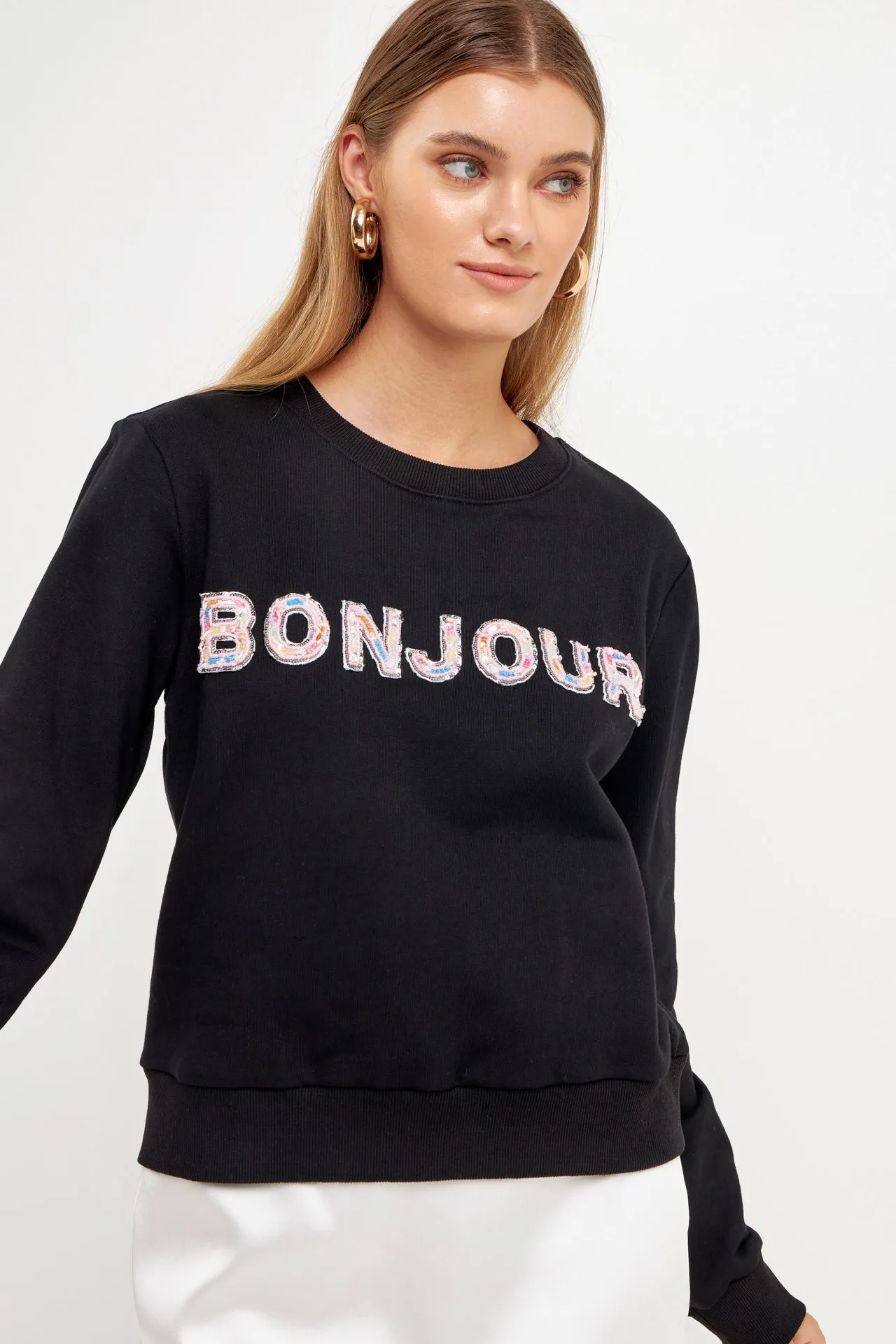 Lettering Beads Sweatshirt