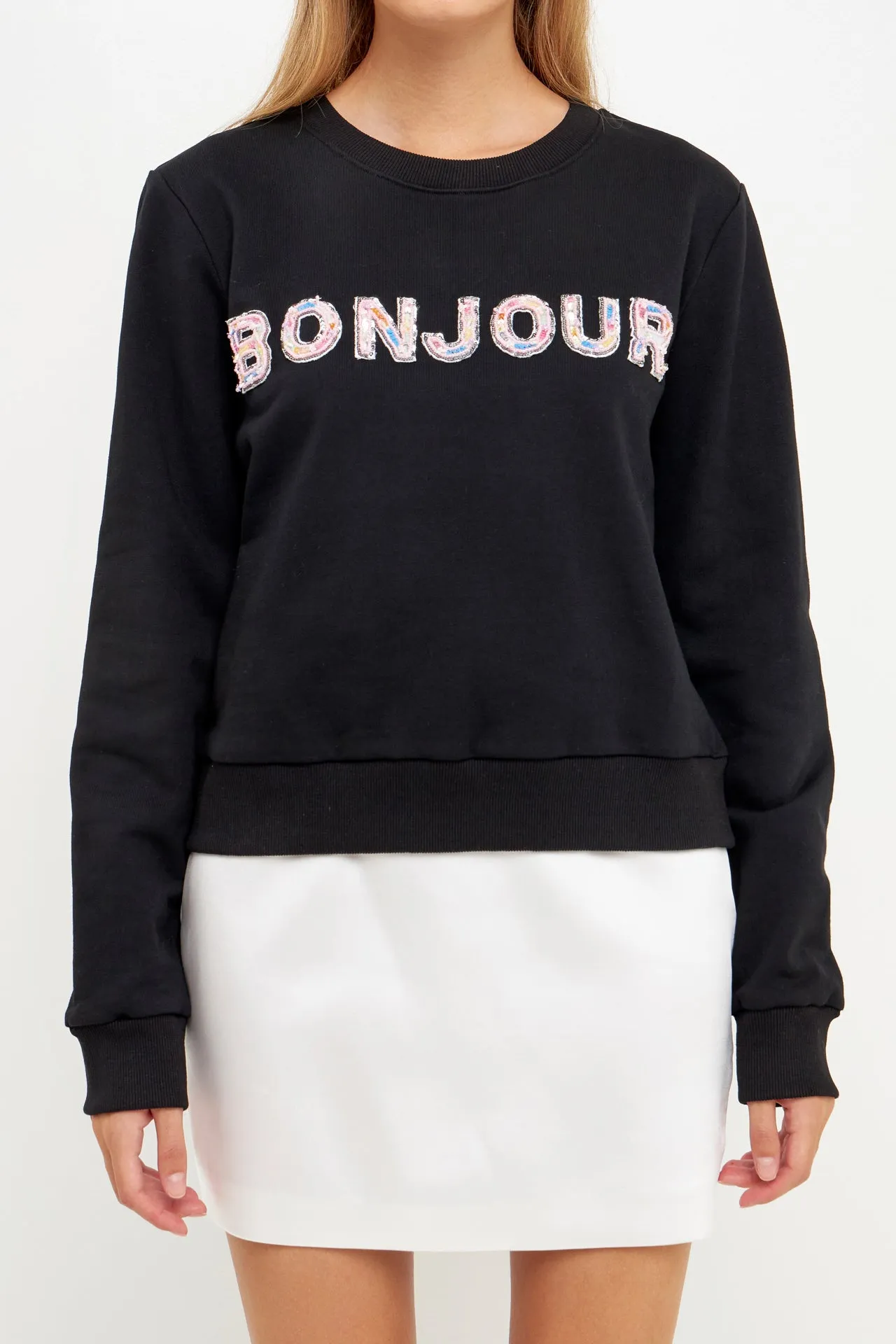 Lettering Beads Sweatshirt