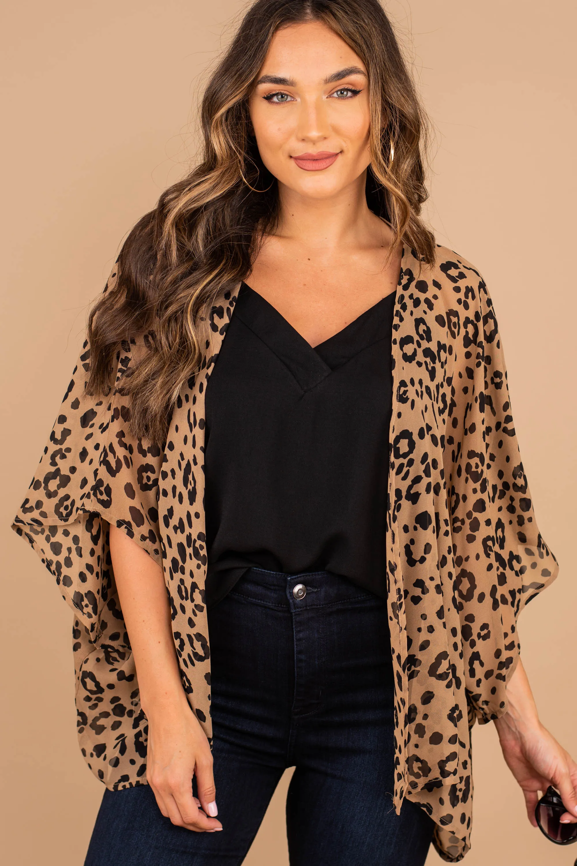 Look Ahead Mocha Brown Leopard Kimono
