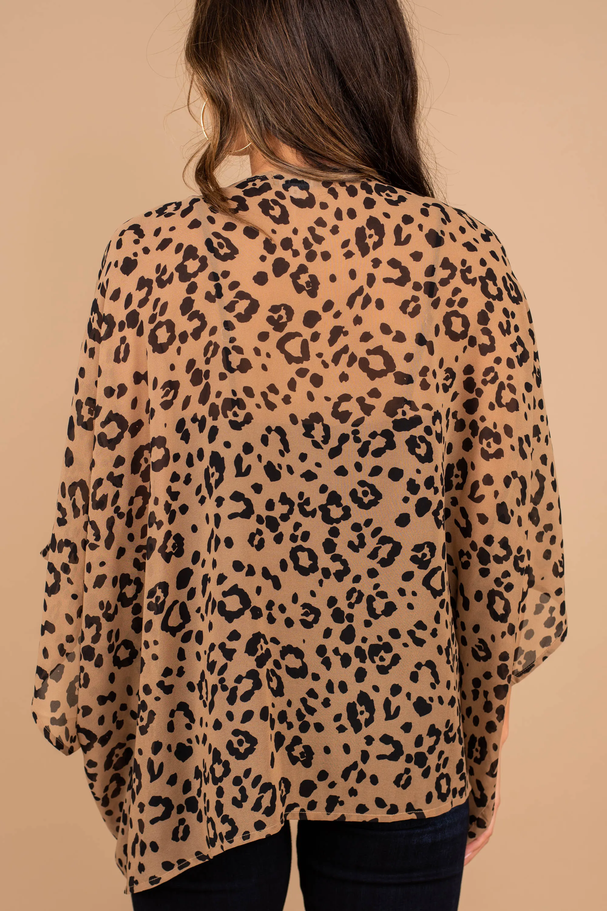 Look Ahead Mocha Brown Leopard Kimono