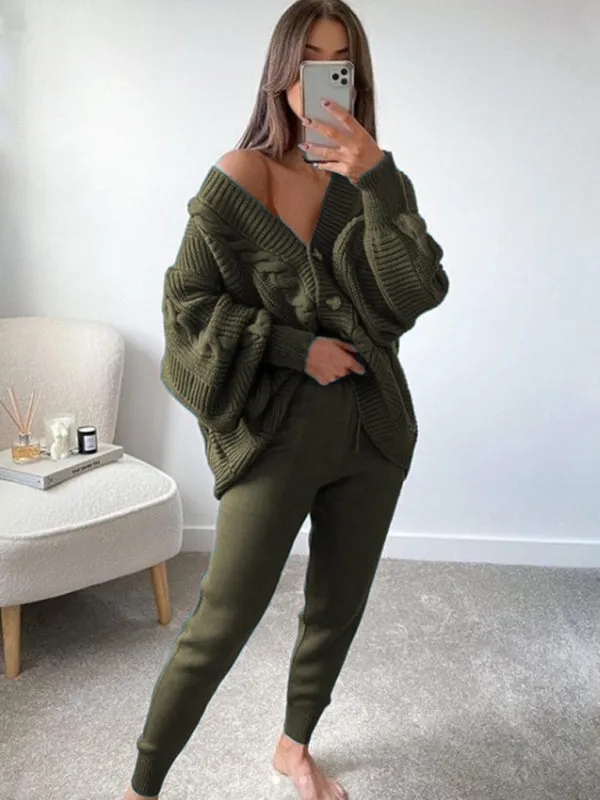 Lounge Knit Cardigan and Pencil Pants for Women