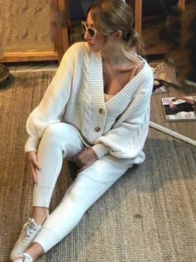Lounge Knit Cardigan and Pencil Pants for Women